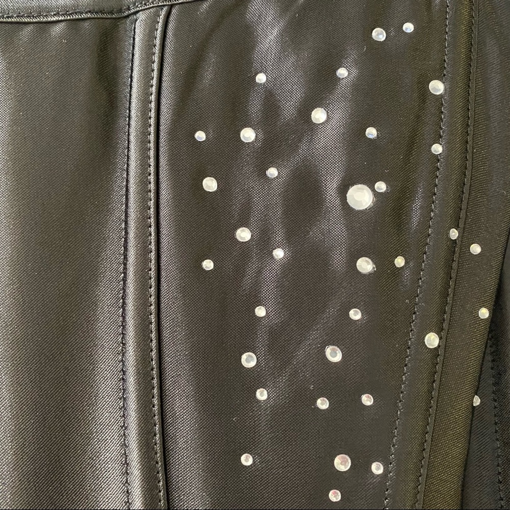 Black Corset with Rhinestones Diamante with Adjustable Lace Up Back L - Picture 4 of 5
